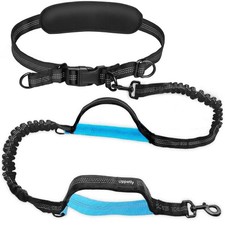 Hands Free Dog Running Leash with Adjustable Waist Belt, Dual Handle Elastic ...