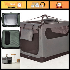 Portable Foldable Soft Dog Crate Carrier with Mesh Windows  Pockets, 42"x31"x31