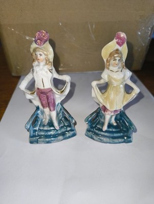 Vintage Porzellan Figuren Mann und Dame im viktorianischen Kleid 10 cm Mid Century sehr guter Zustand
