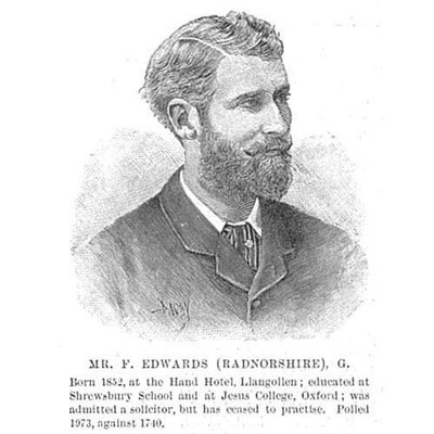 FRANCIS EDWARDS MP for Radnorshire - Antique Print 1892