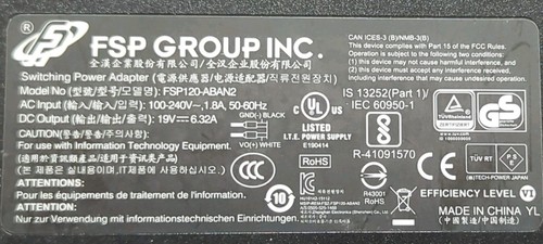 FSP FSP120-ABAN2 Power Supply 19V 6.32A PC PSU , 3 pin PCB Phoenix connector - 第 1/5 張圖片