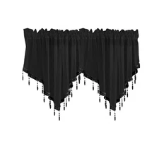 Sheer Solid Country Curtain Drapes Window Treatment Valances Beaded Ascot Rod...