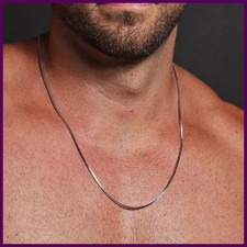 Collana Catena Sottile 1/2/3MM per Uomo,Acciaio Inox Scatola Quadrata Catena Link