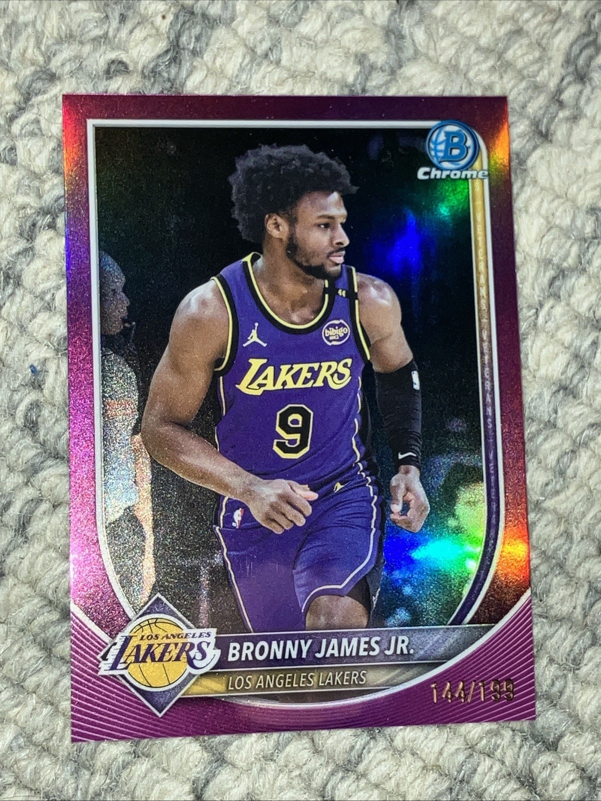 2025-26 Bowman Bronny James Jr. Chrome Fuchsia Refractor #/199 Lakers NBA