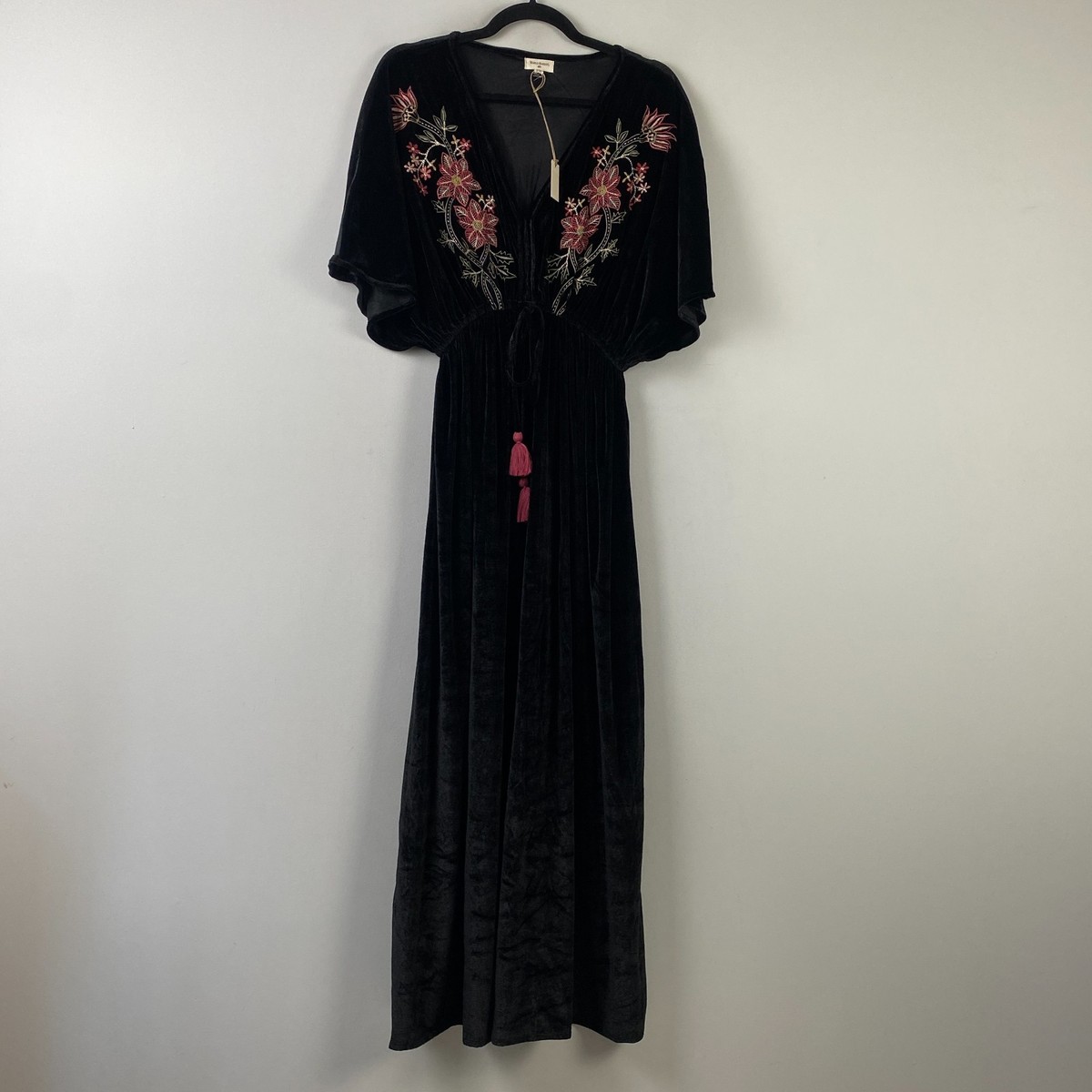 mira green velvet floral embroidered kaftan dress Designer Wedding Dress Crystal Embroidered Kaftan in Dark Green Velvet –  Maxim Creation main image 1