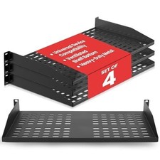 Pyle 19" 1U Vented Rack Shelf 4-Pack   Wall/Rack Mount, 110lb Support Metal