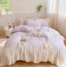 Duvet Cover Twin Size, Ruffle Beddding Set with Bowtie, 2 Pieces Comforter Co...