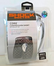 Shock Doctor Core Compression Shorts with Bioflex Cup, MEDIUM BLACK/WHITE LUX
