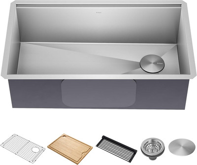 KRAUS Kore 32-Inch Undermount Workstation 16 Gauge Single Bowl Stainless Steel K