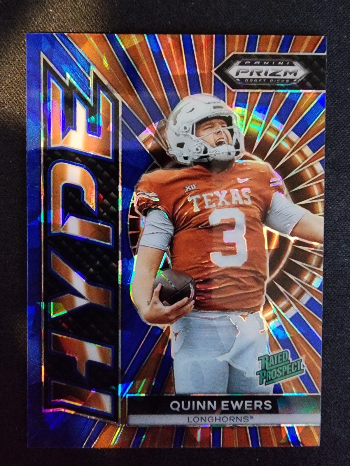 2024 Prizm Draft Picks - Hype Blue Cracked Ice /99 Quinn Ewers #HP-QE (RC)