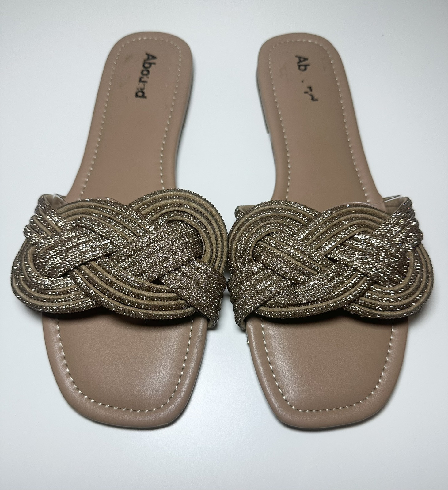 APL Abbondanti sandali piatti Imani marroni moka strass slip on donna 9 5