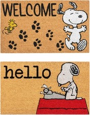 Peanuts Snoopy Coir Doormat - 2x3 Welcome Mat 2-Pack , Ideal for High Traffi...