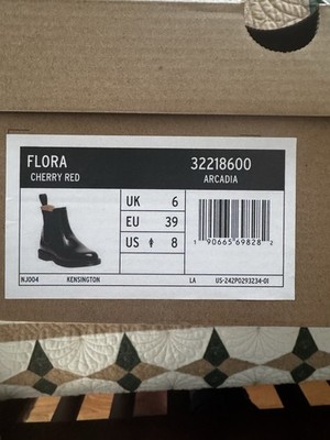 Doc Dr. Martens UK 6 US 8 Women's Flora Chelsea Boots Black Cherry Ankle Leather