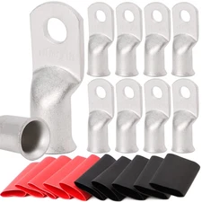 TKDMR 10pcs 1/0 Awg-5/16 Ring Marine Grade Copper Wire Lugs,with 31 Heat Shri...