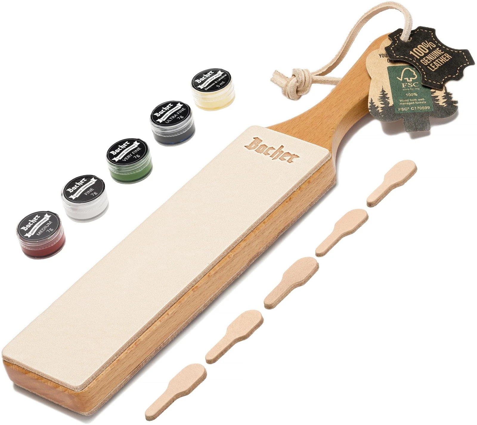 Premium Leather Strop for Knife Sharpening with Polishing Compound - Double side