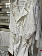 D. Porthault Turkey NWD 1pc Bath Robe White XL 100% Terry Cotton Belt Pockets