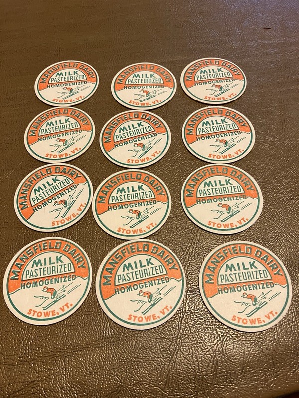 Lot of 12 Mansfield Dairy Stowe,VT.Milk Caps
