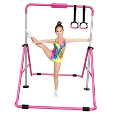  Expandable Gymnastics Bars, Adjustable Height Gymnastic Horizontal Bars, Pink