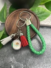 5" Leather Keychain Mexico Mexican Hispanic Flag  Tassels New Free Ship A3728