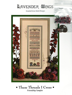 ''THESE THREADS I CROSS'' Friendship Sampler Cross Stitch Pattern Chart Leaflet