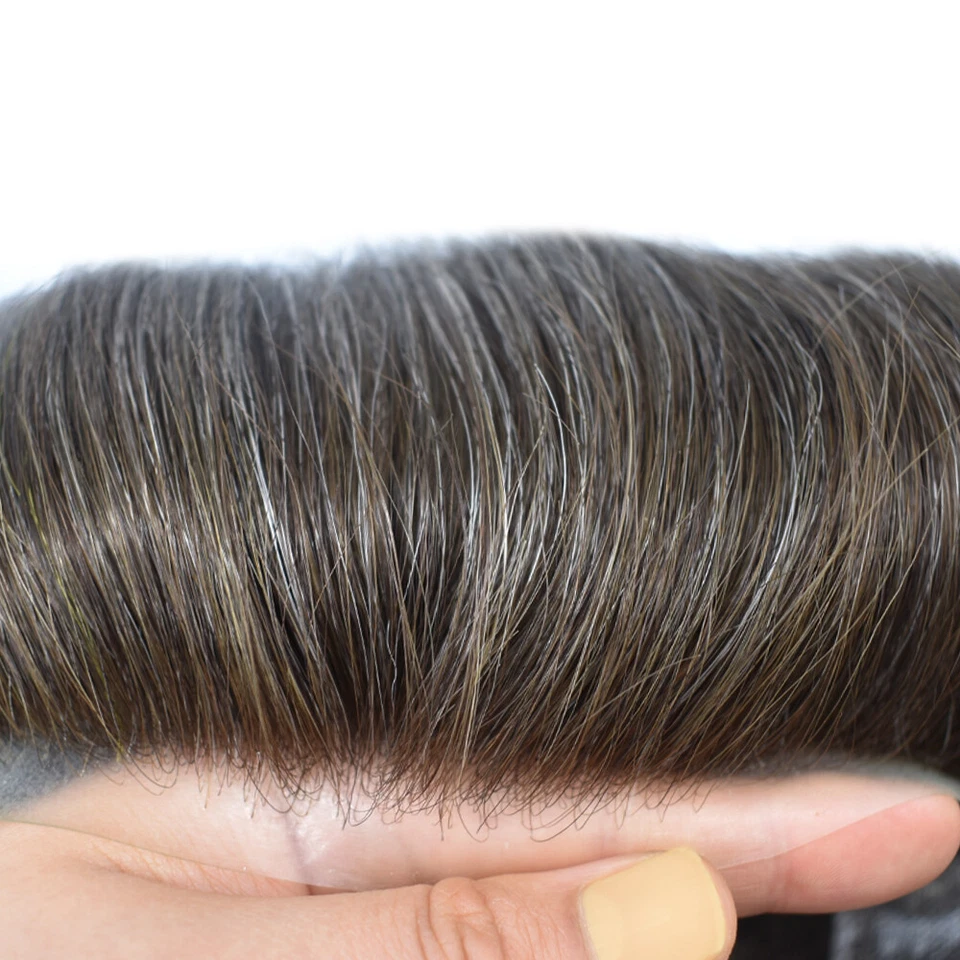 Pieza de pelo de encaje francés Toupee de EE. UU. para hombre piel de poli PU alrededor del sistema capilar de repuesto Foto 2 de 4