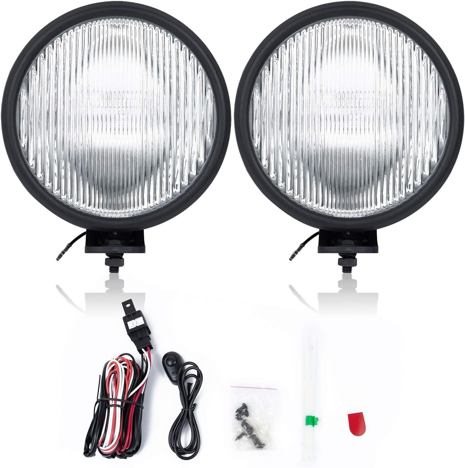 , FL7091 Fit for 1997-2006 Wrangler Tj Off-Road Pair Front Fog Lights Lens Bumpe