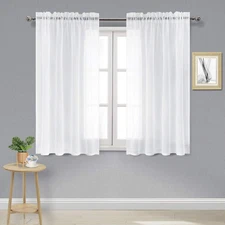 DWCN White Sheer Curtains Semi Transparent 52"W x 54"L (Pack of 2),