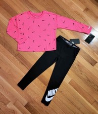 NEW Nike Little Girl Oversized Crop Tee  Legging Set, Pink 6X 