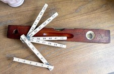 Vintage Tools, Antique Mayes Wood Level & Stanley Jointed Measuring Tape