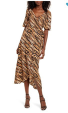 Leith Tiger Print Wrap Dress, XS