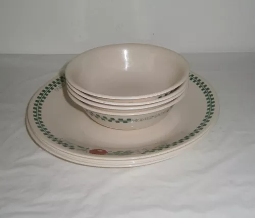 Set of 8 Corelle by Corning FARM FRESH Dinner Plates & Cereal Soup Bowls 