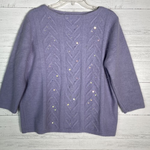 Vintage Mohair Wool Lavender Sweater Sequins Women’s Large