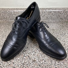 Vintage Lloyd Haig Custom Built Black Leather Cap Toe Oxford 8.5E/EEE VGUC