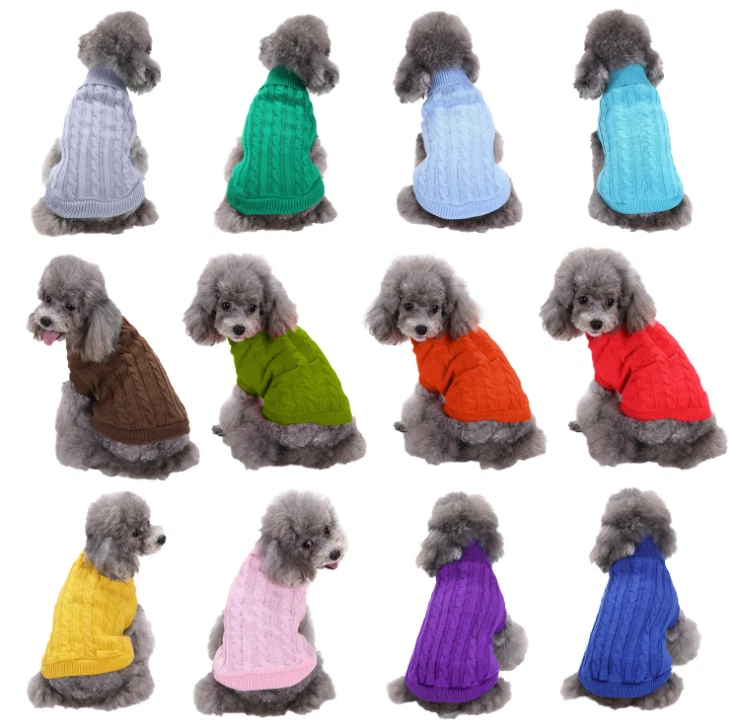 Winter Knitted Puppy Dog Jumper Sweater Pet Clothes for Small Dogs Dog Coat - Image 2 of 4