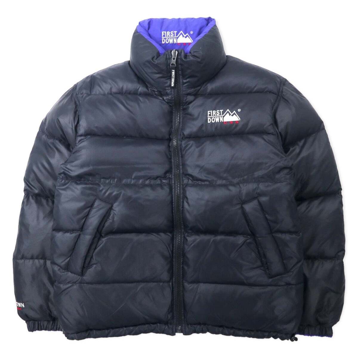 First Down USA 90's Reversible Puffer Jacket M Black Blue First Down USA 90's Reversible Puffer Jacket M Black Blue