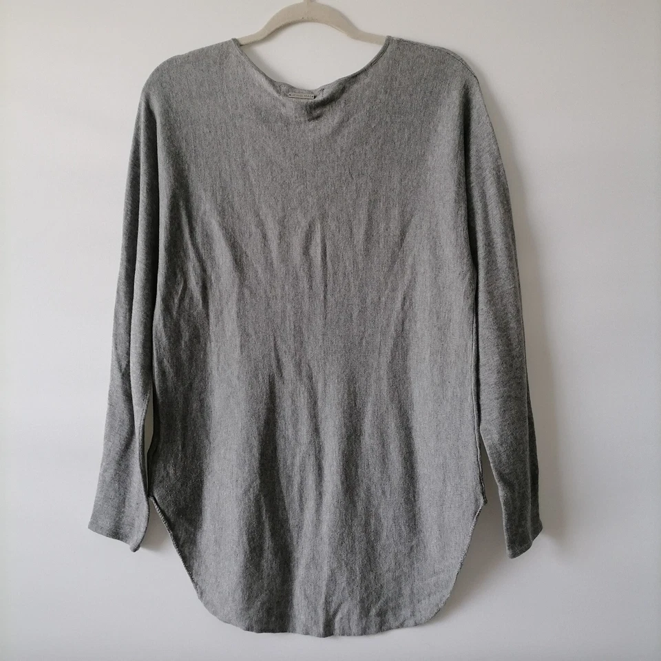 Suéter Pullover Michael Kors Mujer Gris Dobladillo Alto Bajo Cuello Redondo Talla Pequeña Foto 2 de 4