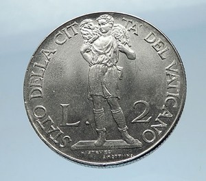 POPE-PIUS-XII-1940-Vatican-City-Papal-Coin-DAVID-of-Goliath-Bible-Story-i65604