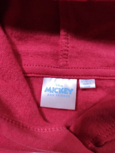 Mickey Mouse Hoodie Girls Large 10-12 Red Fleece Sweater Long Sleeve Hooded - Picture 4 of 7