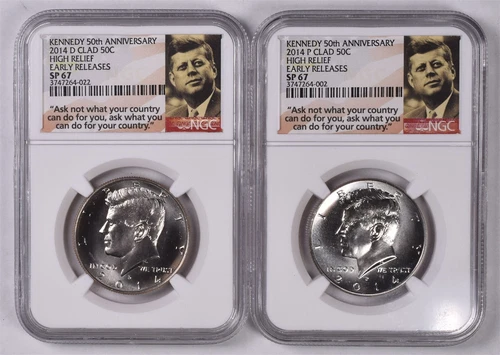 2014-P&D Kennedy Half Dollar - NGC SP67/67 Early Releases - 2 Coin Set 