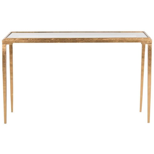 SAFAVIEH Coffee Table 28" Rectangle Classic Modern Metal/Glass Antique