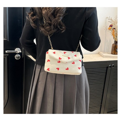 Large Capacity Crossbody Bag Cute Cherry Bucket Bag Corduroy Bag Daily Life - Picture 7 of 18
