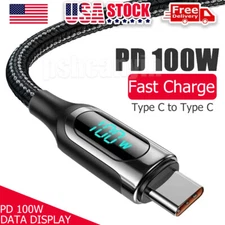 2M 100W Type C to Type C Cable PD Fast Charging Cord Charger with LED Display US