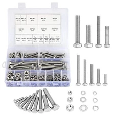 190PCS Metric Heavy Duty Bolts Kit Stainless Steel M6 M8 M10 Hexagon Bolts Sc...