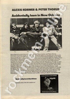 Snape Accidentally Born In Alexis Korner Peter Thorup TRA 269 MM3 LP advert 1973