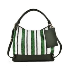 Sac cabas Anna vert/blanc simulé peau de serpent, Diva Trend