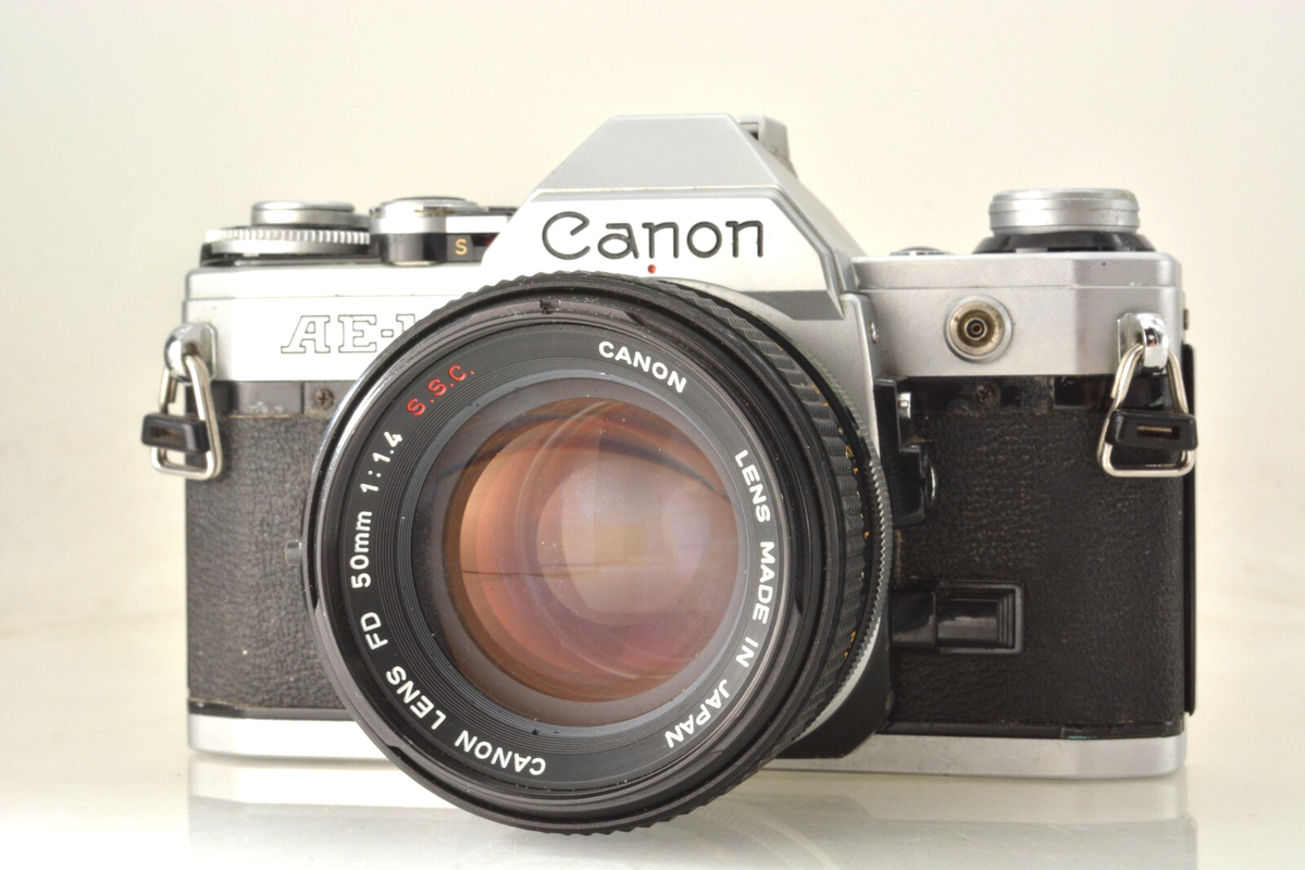 Canon AE-1 シルバー＋FD 50mm F1.4 S.S.C. EXC+++++] Canon AE-1 Silver 35mm Film Camera FD 50mm f1.4 s.s.c.