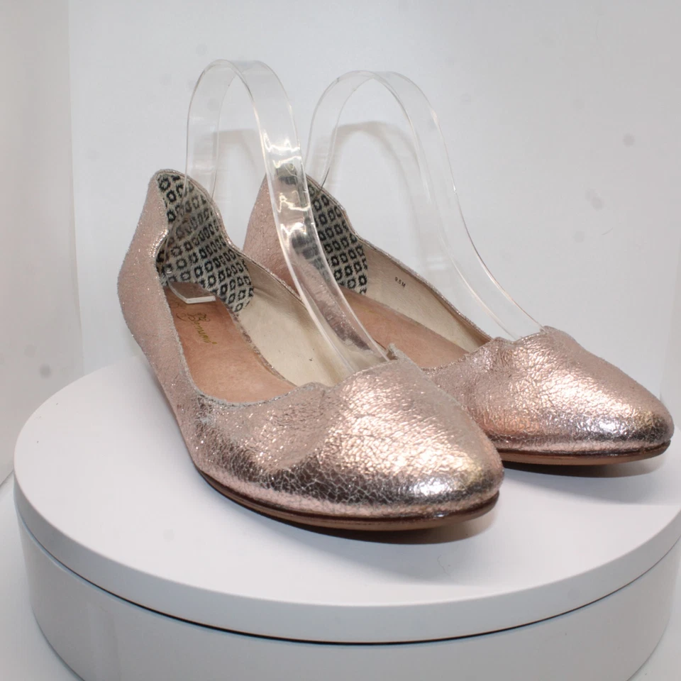 Женские золотые туфли на плоской подошве Matt Bernson 10 М Izabel скрытый клин нубук кожа без шнуровки - Изображение 2 из 4