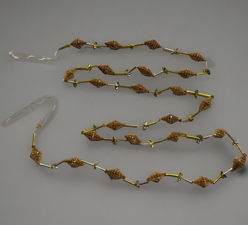 VHTF Vintage Handmade Holt Japan Paper Honeycomb Crepe & Gold Foil Garland ~6.5’