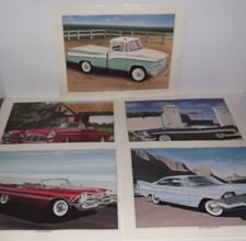 Vintage Chrysler Plymouth Dodge Cars Truck Dealer Promotional Print Set Of 5