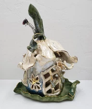 Heather Goldminc Blue Sky Clayworks Fairy Blossom  White Lily Tea Light House